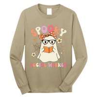 Groovy Spooky Social Worker Ghost Vintage Halloween Costume Long Sleeve Shirt