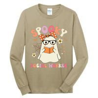 Groovy Spooky Social Worker Ghost Vintage Halloween Costume Tall Long Sleeve T-Shirt