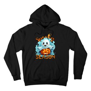 Groovy Spooky Season Cute Ghost Holding Pumpkin Halloween Hoodie