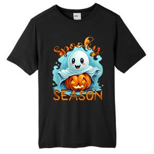 Groovy Spooky Season Cute Ghost Holding Pumpkin Halloween Tall Fusion ChromaSoft Performance T-Shirt