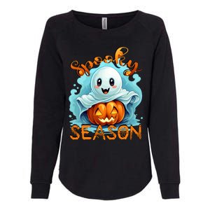 Groovy Spooky Season Cute Ghost Holding Pumpkin Halloween Womens California Wash Sweatshirt