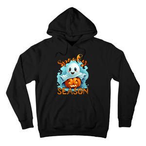 Groovy Spooky Season Cute Ghost Holding Pumpkin Halloween Tall Hoodie