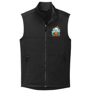 Groovy Spooky Season Cute Ghost Holding Pumpkin Halloween Collective Smooth Fleece Vest