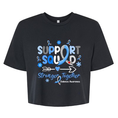 Groovy Support Squad Blue Ribbon Diabetes Awareness Bella+Canvas Jersey Crop Tee