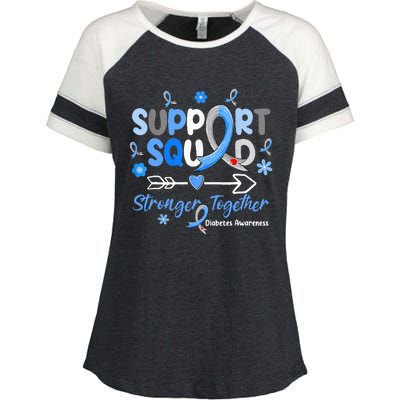 Groovy Support Squad Blue Ribbon Diabetes Awareness Enza Ladies Jersey Colorblock Tee