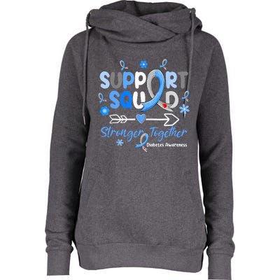 Groovy Support Squad Blue Ribbon Diabetes Awareness Womens Funnel Neck Pullover Hood