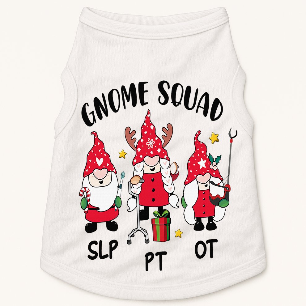 Gnome Squad SLP OT PT Christmas Team Occupational Therapist Doggie Tank