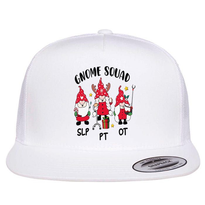 Gnome Squad SLP OT PT Christmas Team Occupational Therapist Flat Bill Trucker Hat