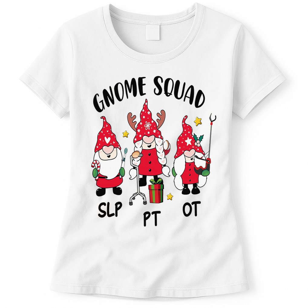 Gnome Squad SLP OT PT Christmas Team Occupational Therapist Womens T-Shirt