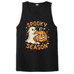 Groovy Spooky Season Cute Ghost Holding Pumpkin Halloween PosiCharge Competitor Tank