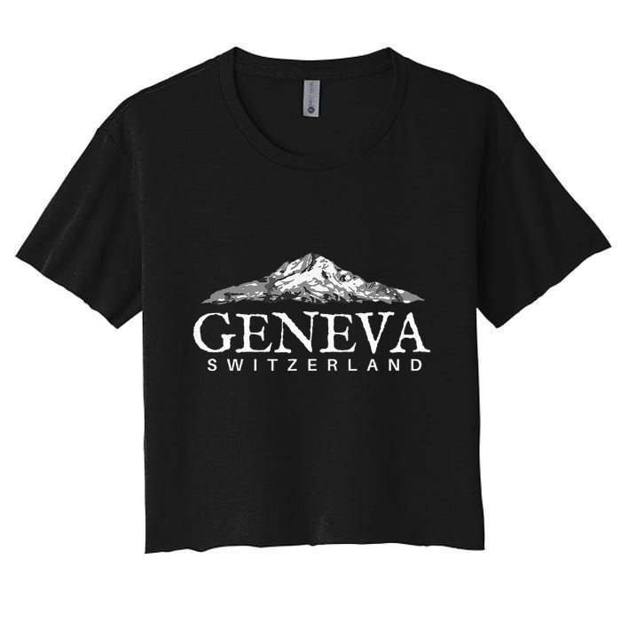 Geneva Switzerland  Swiss Alps Mountain Women's Crop Top Tee