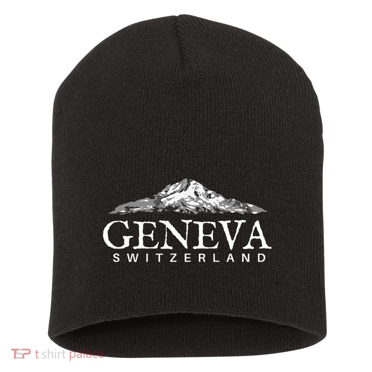 Geneva Switzerland  Swiss Alps Mountain Short Acrylic Beanie