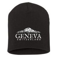 Geneva Switzerland  Swiss Alps Mountain Short Acrylic Beanie