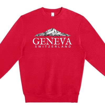 Geneva Switzerland  Swiss Alps Mountain Premium Crewneck Sweatshirt