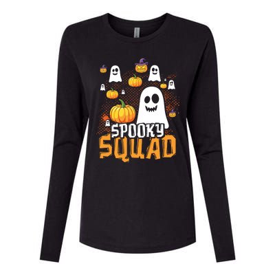 Groovy Spooky Squad Cute Ghost Pumpkin Funny Halloween Kids Womens Cotton Relaxed Long Sleeve T-Shirt