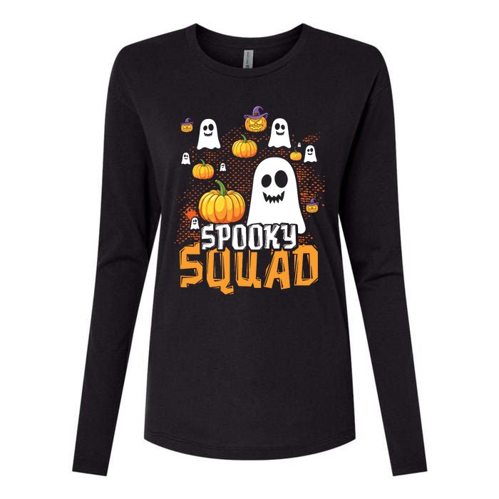 Groovy Spooky Squad Cute Ghost Pumpkin Funny Halloween Kids Womens Cotton Relaxed Long Sleeve T-Shirt