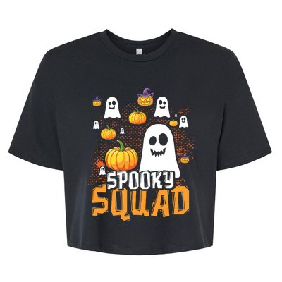 Groovy Spooky Squad Cute Ghost Pumpkin Funny Halloween Kids Bella+Canvas Jersey Crop Tee