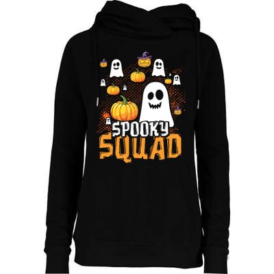 Groovy Spooky Squad Cute Ghost Pumpkin Funny Halloween Kids Womens Funnel Neck Pullover Hood