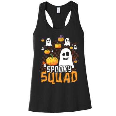 Groovy Spooky Squad Cute Ghost Pumpkin Funny Halloween Kids Women's Racerback Tank