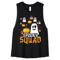 Groovy Spooky Squad Cute Ghost Pumpkin Funny Halloween Kids Women's Racerback Cropped Tank