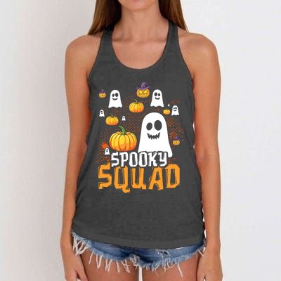 Groovy Spooky Squad Cute Ghost Pumpkin Funny Halloween Kids Women's Knotted Racerback Tank