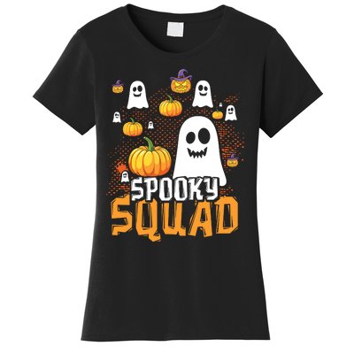 Groovy Spooky Squad Cute Ghost Pumpkin Funny Halloween Kids Women's T-Shirt