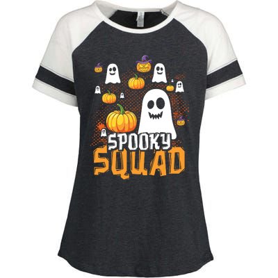 Groovy Spooky Squad Cute Ghost Pumpkin Funny Halloween Kids Enza Ladies Jersey Colorblock Tee