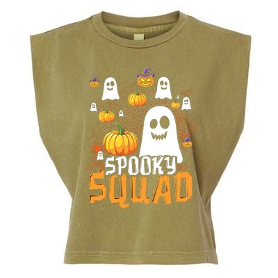 Groovy Spooky Squad Cute Ghost Pumpkin Funny Halloween Kids Garment-Dyed Women's Muscle Tee