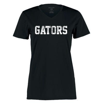 Gators School Sports Fan Team Spirit Mascot Heart Women's Momentum V-Neck T-Shirt