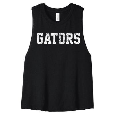 Gators School Sports Fan Team Spirit Mascot Heart Women's Racerback Cropped Tank