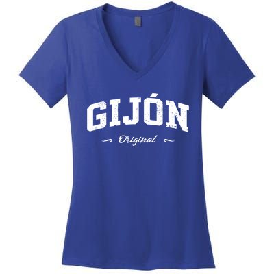 Gijón Spain Sport Souvenir Design Great Gift Women's V-Neck T-Shirt