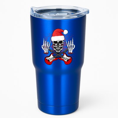 Guitar Santa Skull W Rock On Skeleton Hands Cool Christmas Gift Tumbler