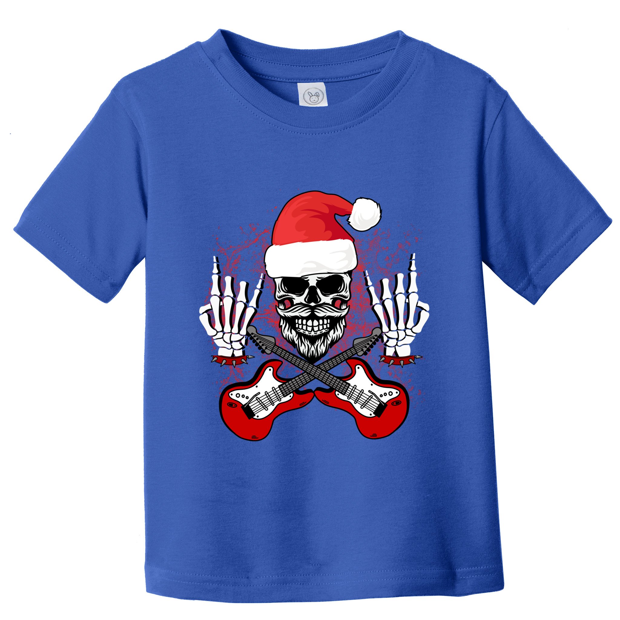 Guitar Santa Skull W Rock On Skeleton Hands Cool Christmas Gift Toddler T-Shirt
