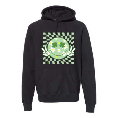 Groovy Shamrock Smile Face St Patricks Day Premium Hoodie