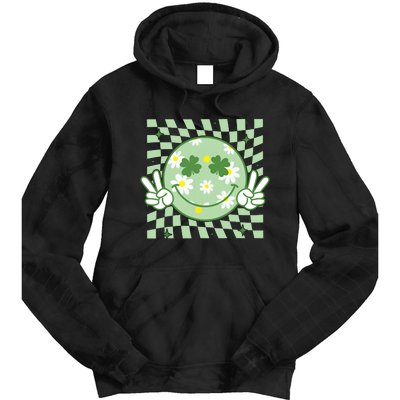 Groovy Shamrock Smile Face St Patricks Day Tie Dye Hoodie