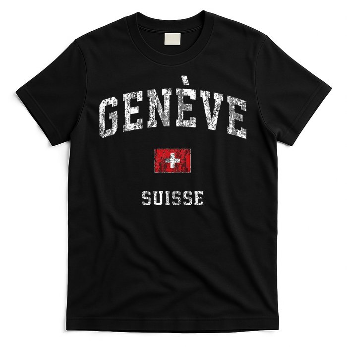 Geneva Suisse Switzerland Vintage Athletic Sports Design T-Shirt