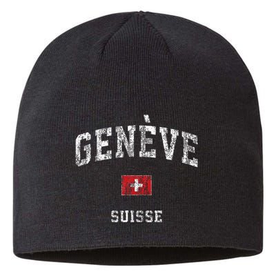Geneva Suisse Switzerland Vintage Athletic Sports Design Sustainable Beanie