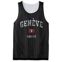 Geneva Suisse Switzerland Vintage Athletic Sports Design Mesh Reversible Basketball Jersey Tank