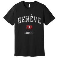 Geneva Suisse Switzerland Vintage Athletic Sports Design Premium T-Shirt