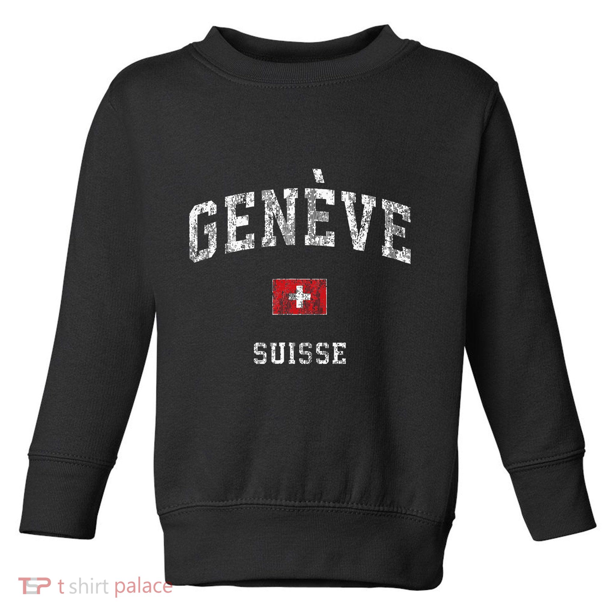 Geneva Suisse Switzerland Vintage Athletic Sports Design Toddler Sweatshirt