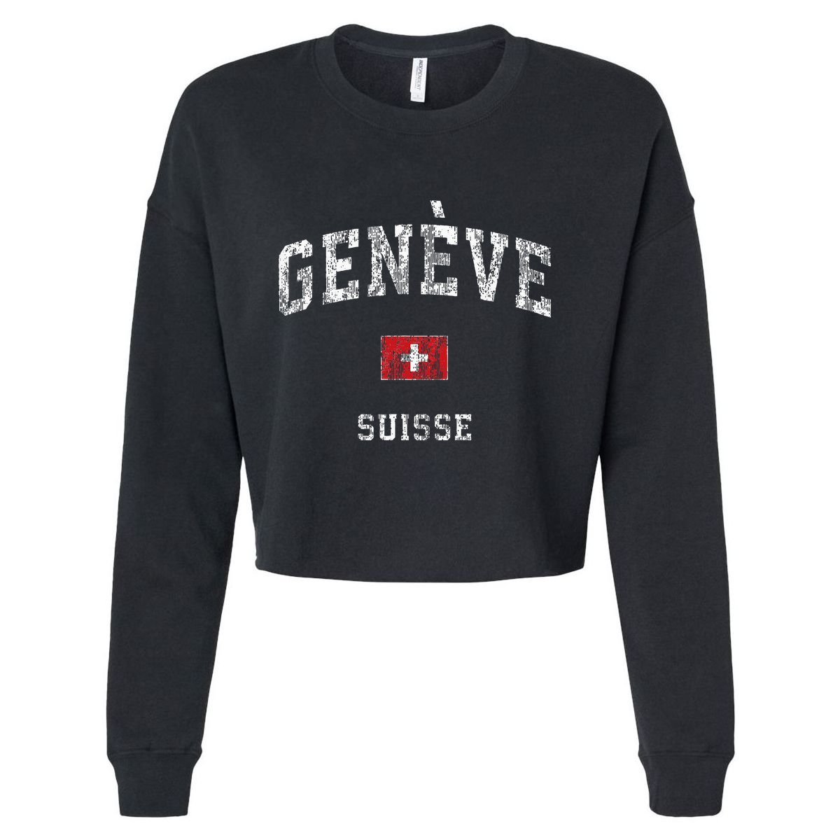 Geneva Suisse Switzerland Vintage Athletic Sports Design Cropped Pullover Crew