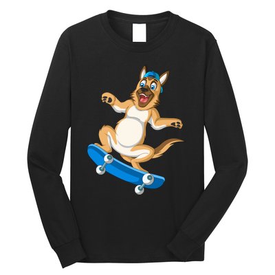 German Shepherd Skateboarding Long Sleeve Shirt