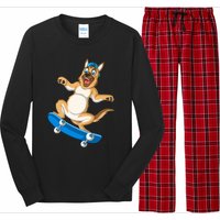 German Shepherd Skateboarding Long Sleeve Pajama Set