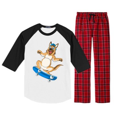 German Shepherd Skateboarding Raglan Sleeve Pajama Set