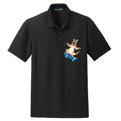 German Shepherd Skateboarding Dry Zone Grid Polo