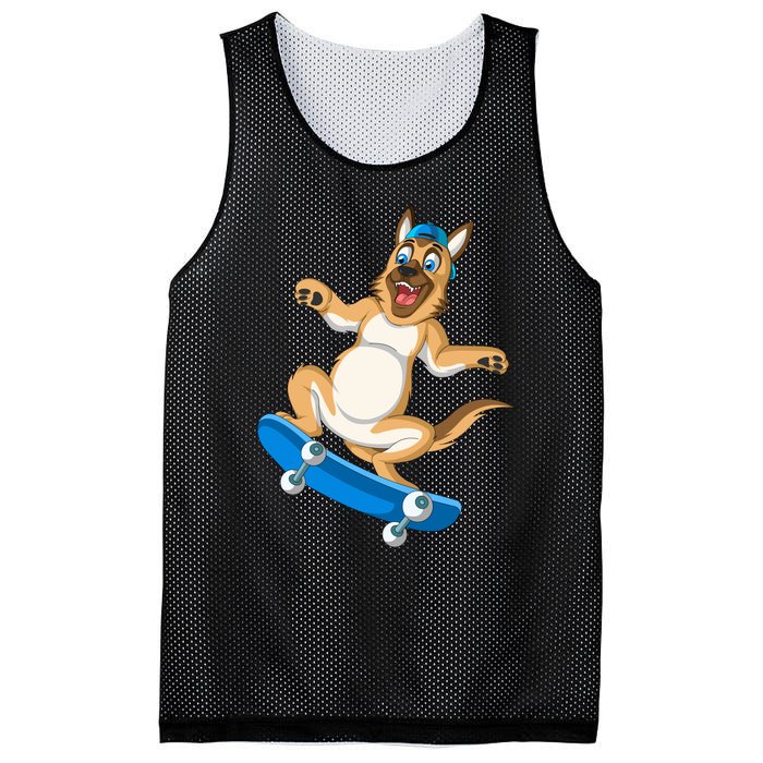 German Shepherd Skateboarding Mesh Reversible Basketball Jersey Tank