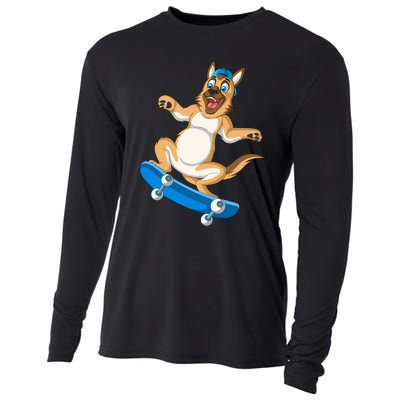 German Shepherd Skateboarding Cooling Performance Long Sleeve Crew