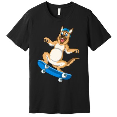 German Shepherd Skateboarding Premium T-Shirt