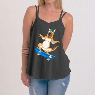 German Shepherd Skateboarding Women's Strappy Tank