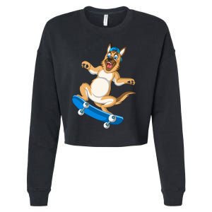 German Shepherd Skateboarding Cropped Pullover Crew